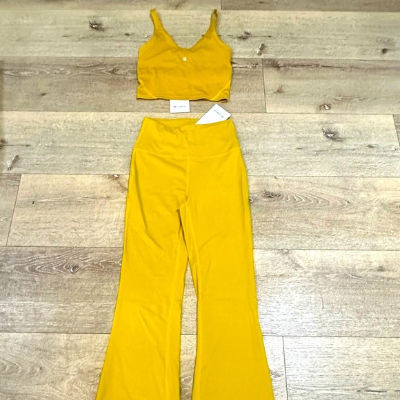 Lululemon 🍋 Gold Set: sports bra and pant set. - Picture 1 of 8